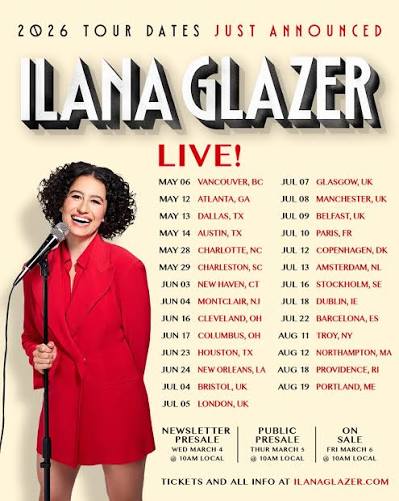 Ilana Glazer tour poster — 2026